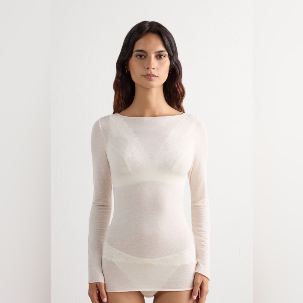 Boat Neck Modal Cashmere Ultralight Top- Intimissimi Medium NWT